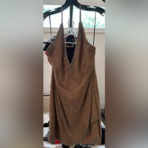 NBD Nude Beaded Mini Dress